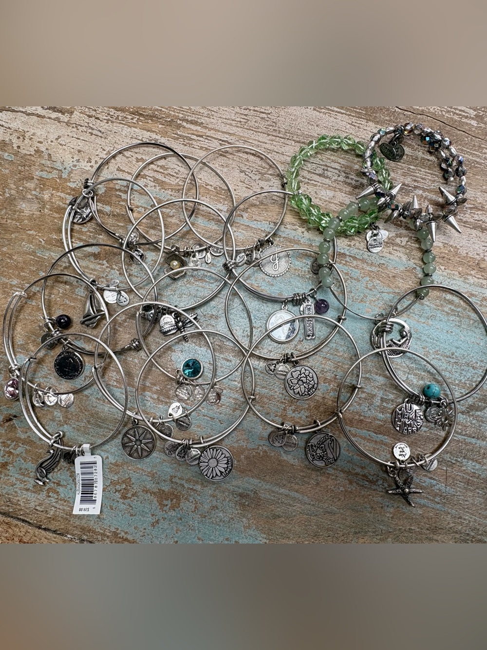Alex & Ani Stackable Silver Charm Bangle Bracelets